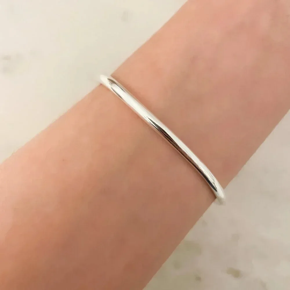 925 Sterling Silver Chunky Bangle Bracelet Thick Cuff Bracelet